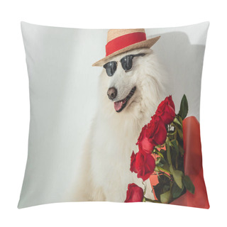 Personality  Dog With Red Roses Pillow Covers