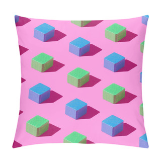 Personality  Wooden Cubes Over Colorful Background Pillow Covers