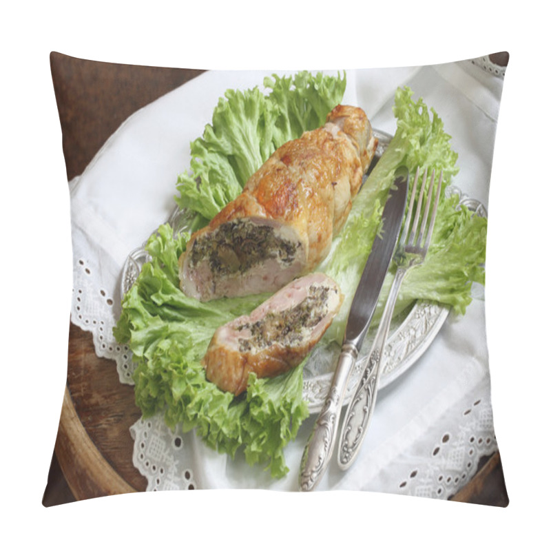Personality  Chicken Fillet Stuffed Mushrooms And Greens Pillow Covers
