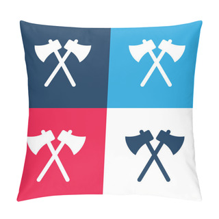 Personality  Axes Blue And Red Four Color Minimal Icon Set Pillow Covers