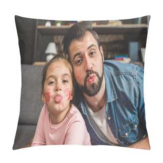 Personality  Father And Daughter With Painted Faces Pillow Covers