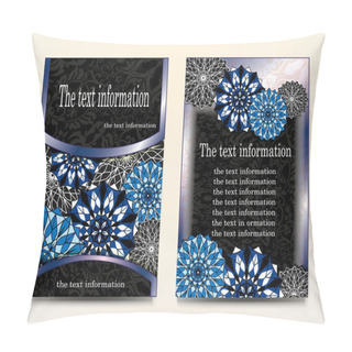 Personality  Flyer, Cover, Brochure, Abstract, Brochure A4, Text, Frame, Motifs, Floral, Ornaments And Mandalas. Floral Vector Oriental Design Flyer Mockup Template Front And Back Sides. Easy To Use And Edit. EPS 10 Pillow Covers