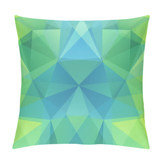 Personality  Geometric Pattern, Polygon Triangles Vector Background In Green, Blue Tones. Illustration Pattern Pillow Covers
