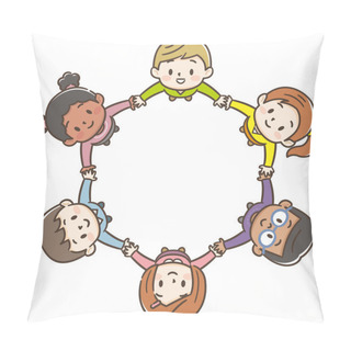 Personality  The World's Children In A Circle White Background Pillow Covers