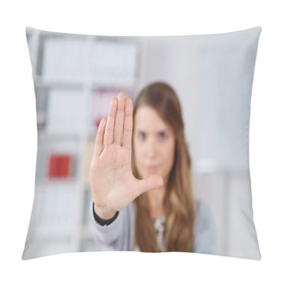 Personality  Focus On Palm In Front Of Woman Pillow Covers