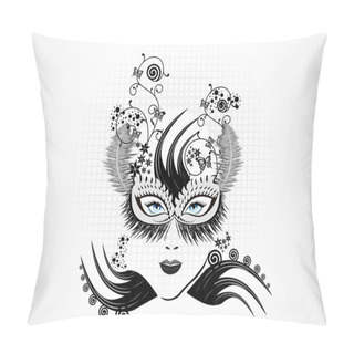 Personality  Abstract Women Mask With Black And White Feathers,visit Our Port Pillow Covers