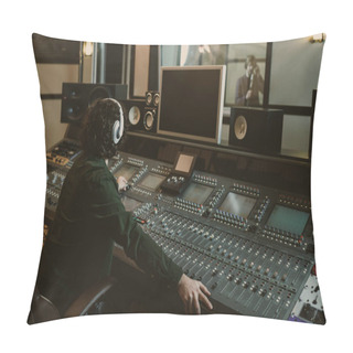 Personality  Sound Producer Working At Studio While Recording Song Pillow Covers