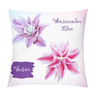 Personality  Watercolor Lily Flowers Set Pillow Covers