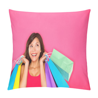 Personality  Shopping Woman Holding Shopping Bags Pillow Covers