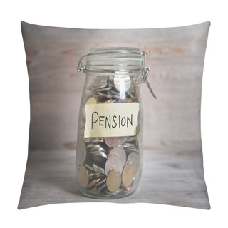 Personality  Money Jar With Pension Label. Pillow Covers
