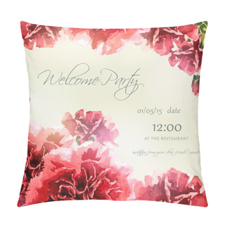 Personality  Invitation Card With Watercolor Carnation Frame Pillow Covers