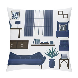 Personality  Living Room Furniture And Accessories In Color Navy Blue Pillow Covers