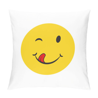 Personality  Yummy Smile Cartoon Line Emotion With Tongue Lick Mouth. Pillow Covers