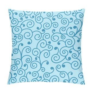 Personality  Dark Blue Decorative Swirls On Light Blue Background. Seamless Fantasy Pattern. Suitable For Packaging, Textile. Pillow Covers