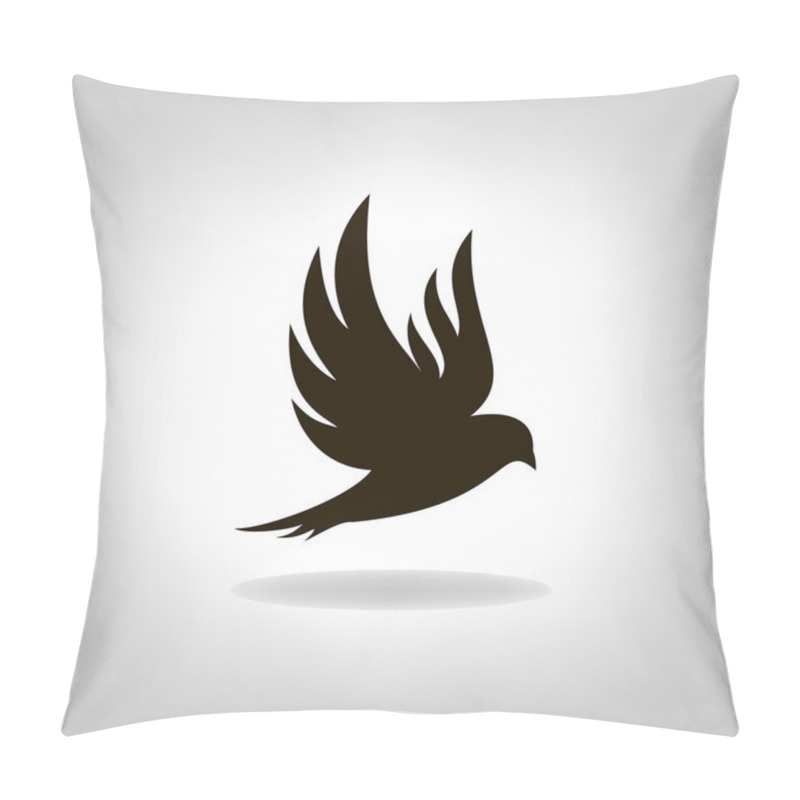 Personality  Black Bird Isolated With Outstretched Wings Pillow Covers
