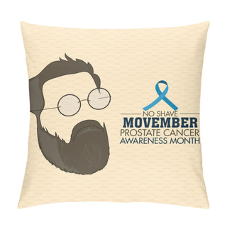 Personality  Beard Male Face Wearing Glasses And Prostate Cancer Ribbon On Se Pillow Covers