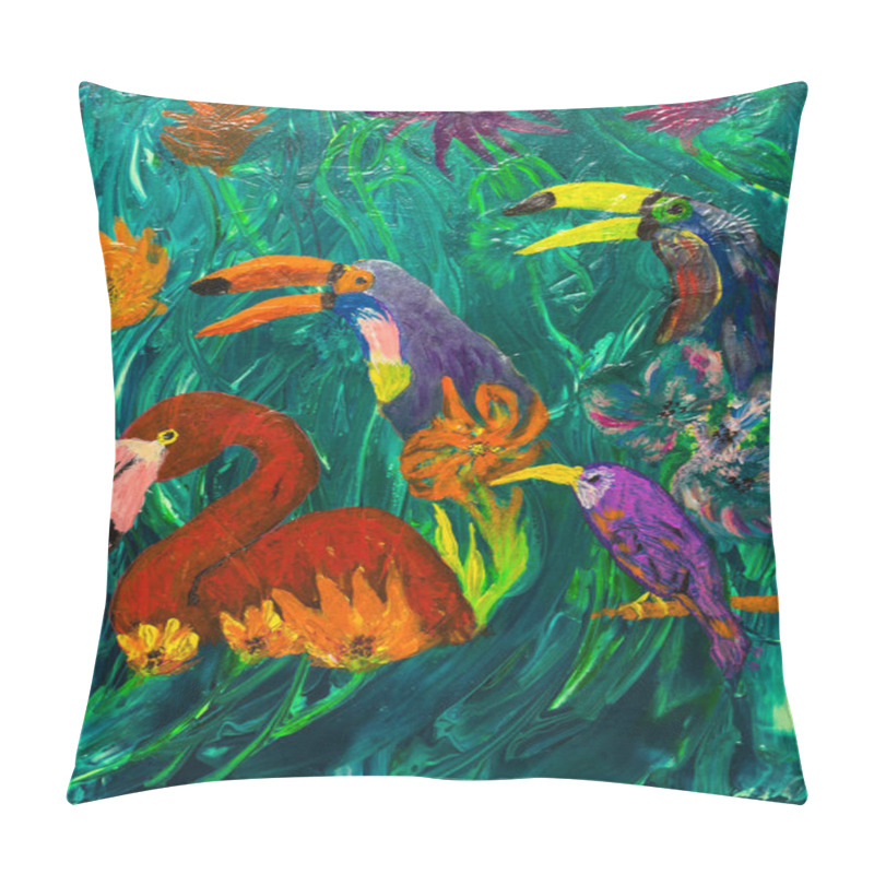 Personality  Colored parrots in the jungle pillow covers