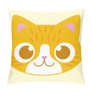 Personality  Cartoon Adorable Cat Face Isolated Illustration Pillow Covers