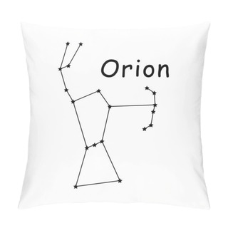 Personality  Orion Constellation Stars Vector Icon Pictogram With Description Text. Artwork Depicting The Orion Constellation Greek Mythology. Pillow Covers