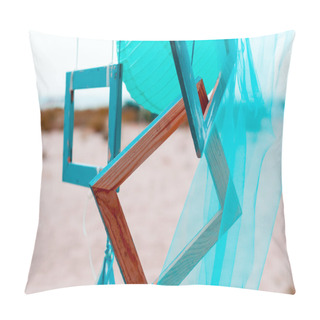 Personality  Summer Beach Decoration: Photo Frame With Organza Or Silk On Sea Background Pillow Covers