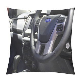 Personality  Nonthaburi,THAILAND - March 30, 2018 : Inside FORD Everest At BANGKOK MOTOR SHOW 2018 Pillow Covers