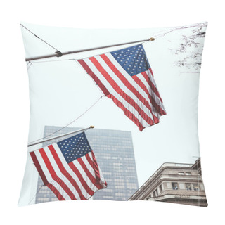 Personality  Urban Scene With National American Flags On Street, New York, Usa Pillow Covers