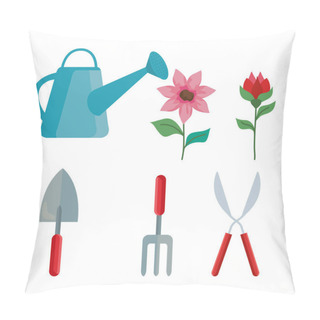 Personality  Gardening Icon Set Vector Design Pillow Covers