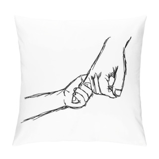 Personality  Illustation Vector Parent Holds The Hand Of A Little Child Pillow Covers