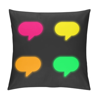 Personality  Blank Speech Bubble Four Color Glowing Neon Vector Icon Pillow Covers