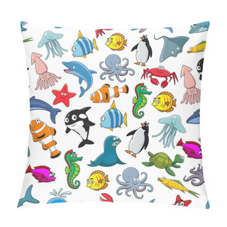Personality  Sea Fishes Animals Cartoon Vector Seamless Pattern Pillow Covers