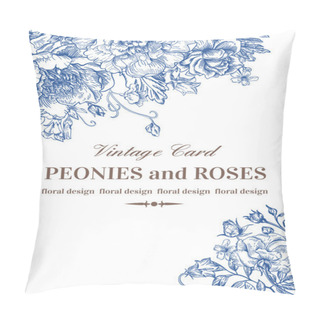 Personality  Card With Roses And Peonies. Pillow Covers