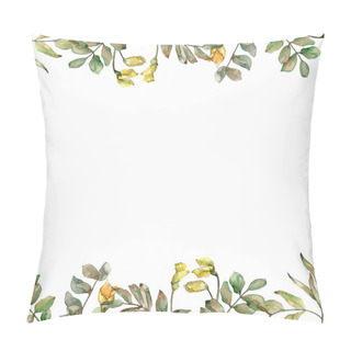 Personality  Autumn Green Acacia Leaves. Leaf Plant Botanical Garden Floral Foliage. Frame Border Ornament Square. Pillow Covers