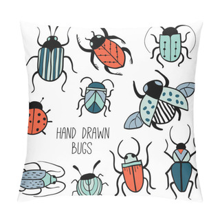 Personality  Set Of Hand Drawn Insects Pillow Covers