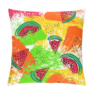 Personality  Hand Drawn Watermelon Slices Seamless Pattern Pillow Covers