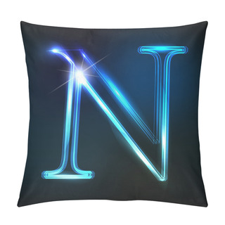Personality  Glowing Neon Font. Shiny Letter N Pillow Covers