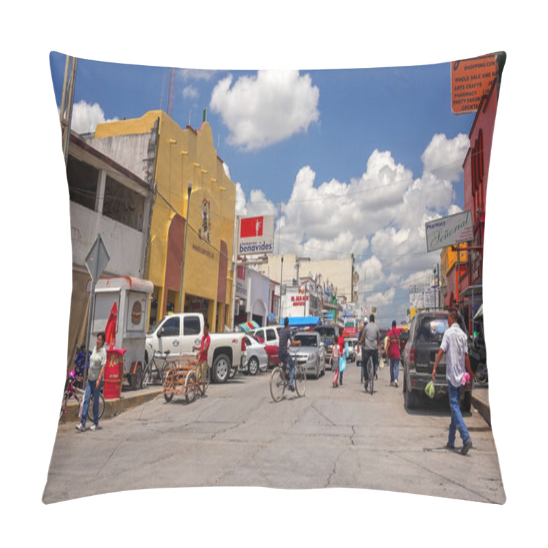 Personality  Busy Street in Mexican Border town of Nuevo Progreso, Mexico pillow covers