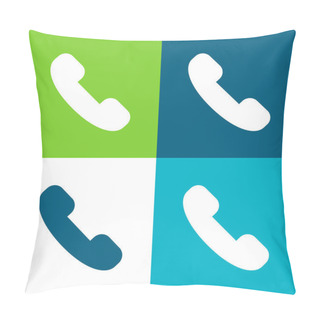Personality  Answer Call Flat Four Color Minimal Icon Set Pillow Covers
