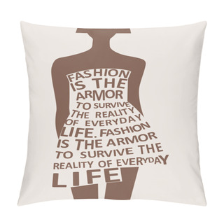 Personality  Silhouette Of Woman In Dress From Words. Vector Pillow Covers