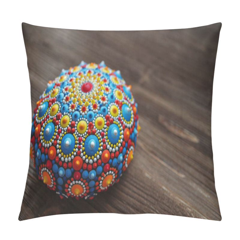 Personality  beautiful mandala rock on wood background, isolated pillow covers