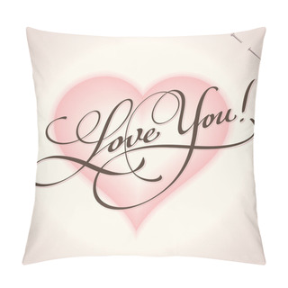 Personality  'Love You' Hand Lettering (vector) Pillow Covers