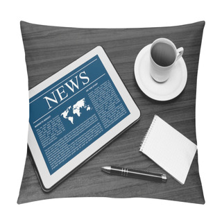 Personality  News On Digital Tablet. Pillow Covers