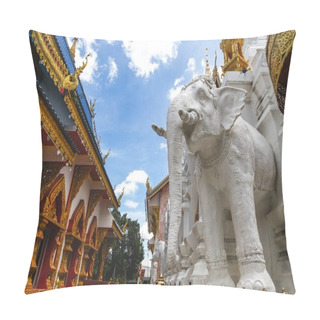 Personality  Beautiful White Elephant Sculpture At Thai Temple Pillow Covers