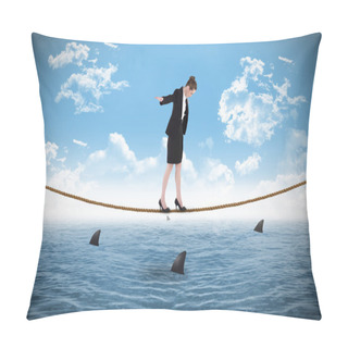 Personality  Businesswoman Performing A Balancing Act Pillow Covers