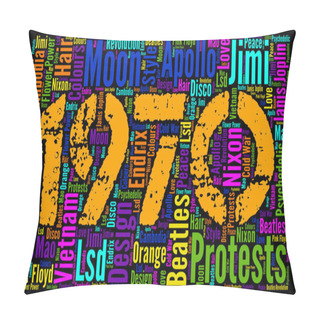 Personality  Word Cloud: The Year1970, 50 Years Ago Pillow Covers