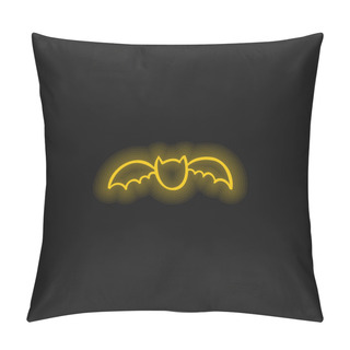 Personality  Bat Outline Yellow Glowing Neon Icon Pillow Covers