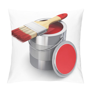 Personality  Can With Red Paint And Paintbrush Pillow Covers