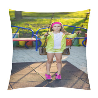 Personality  Cute Girl Having Fun On A Swing On Summer Day Pillow Covers