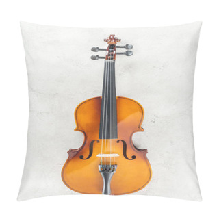 Personality  Top View Of Classical Cello On Grey Textured Background  Pillow Covers