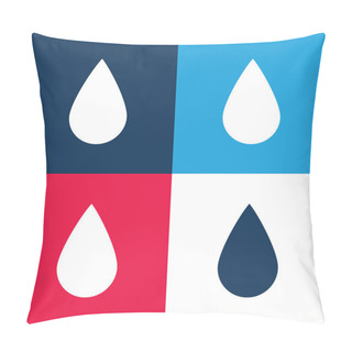 Personality  Black Ink Drop Shape Blue And Red Four Color Minimal Icon Set Pillow Covers