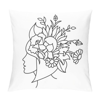 Personality  Wildflowers In A Hand Drawn Line Art Style. Pillow Covers